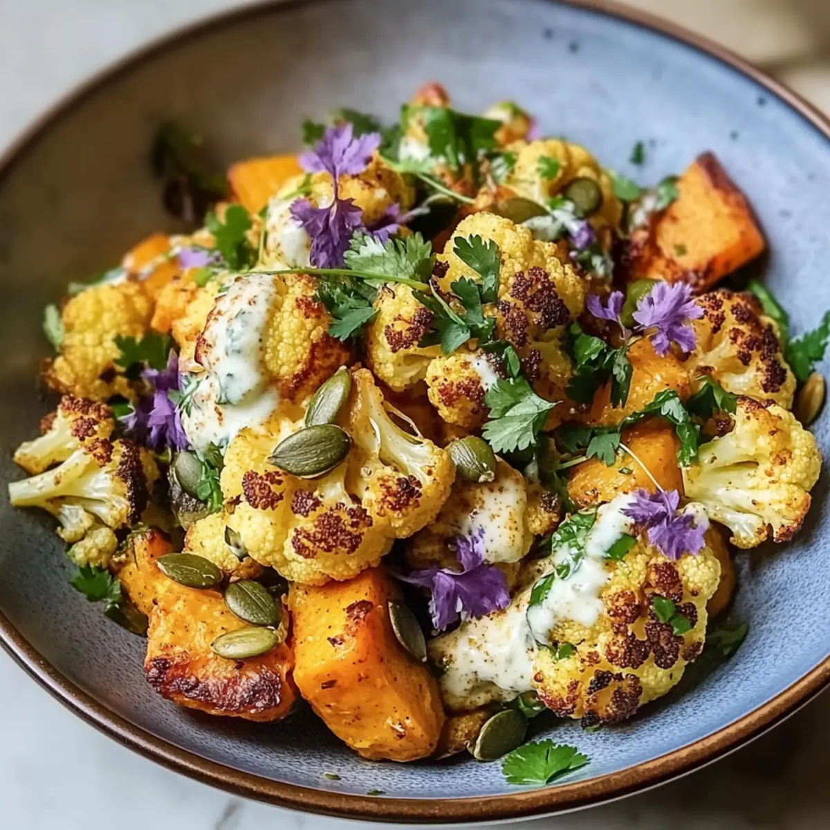 Curry gerA¶steter Blumenkohl SA¼Akartoffel Salat Rezept sls6b8